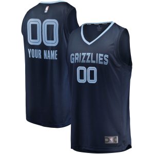 Fanatics Memphis Grizzlies Youth Navy Stylish Fast Break Custom Replica Jersey Icon Edition