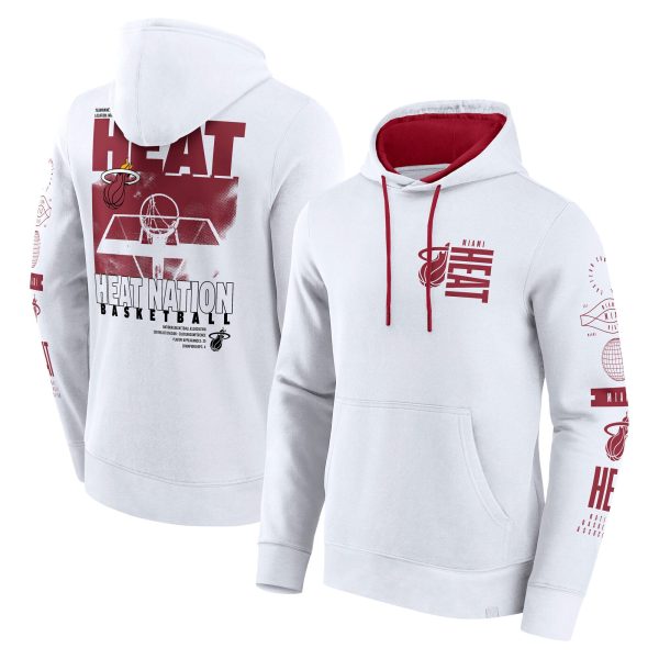 Fanatics Miami Heat White Game Stylish Time Crossover Pullover Hoodie