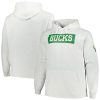Fanatics Milwaukee Bucks Ash Big & Tall Raglan Tri Blend Pullover Premium Hoodie