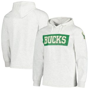 Fanatics Milwaukee Bucks Ash Softhand Raglan Tri Gorgeous Blend Pullover Hoodie