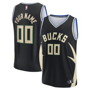 Fanatics Milwaukee Bucks Premium Black Custom Fast Break Jersey Statement Edition