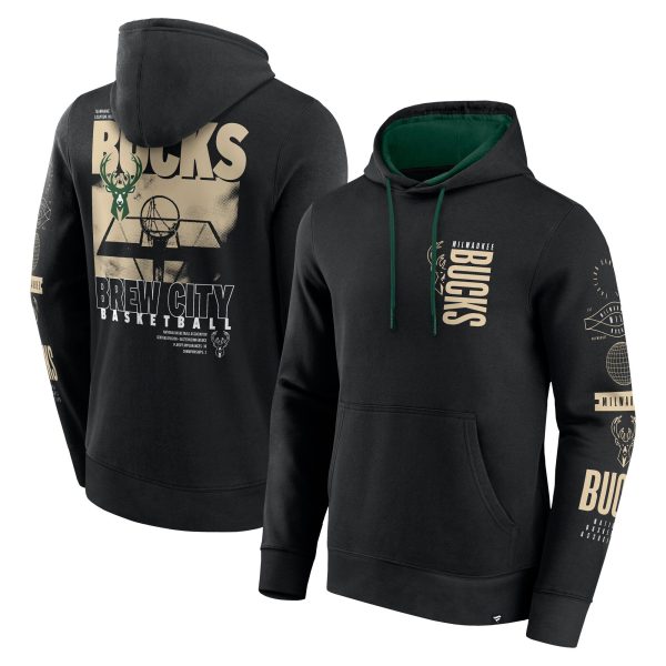 Fanatics Milwaukee Bucks Stylish Black Game Time Crossover Pullover Hoodie