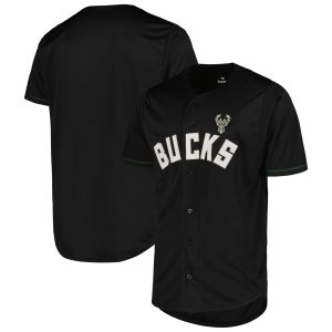 Fanatics Chic Milwaukee Bucks Black Pop Baseball Jersey