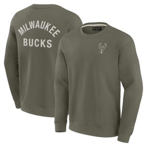 Fanatics Milwaukee Bucks Unisex Olive Elements Super Soft Fleece Pullover Sweatshirt Unique