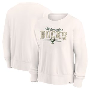 Fanatics Milwaukee Bucks Women's Trendy Cream Close the Game Pullover Sweatshirt