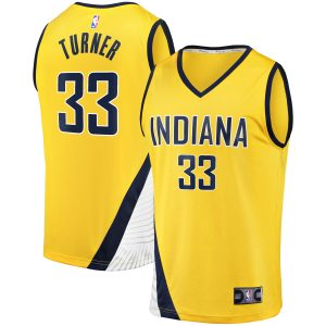 Fanatics Myles Turner Gorgeous Indiana Pacers Gold Fast Break Replica Jersey Statement Edition