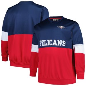 Fanatics New Orleans Pelicans Navy/Red Big Trendy & Tall Split Pullover Sweatshirt
