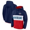 Fanatics New Orleans Pelicans Navy/Red Team Leader Iconic Eye - catching Colorblock Anorak Raglan Quarter Zip Hoodie