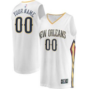 Fanatics New Orleans Pelicans Youth White Elegant Fast Break Replica Custom Jersey Association Edition