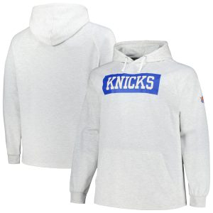Fanatics New York Knicks Stylish Ash Big & Tall Raglan Tri Blend Pullover Hoodie