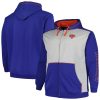 Fanatics Gorgeous New York Knicks Blue/Heather Gray New York Knicks Big & Tall Contrast Pieced Stitched Full Zip Hoodie