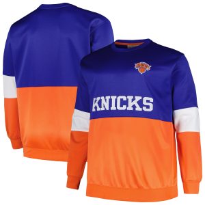 Fanatics New York Elegant Knicks Blue/Orange Big & Tall Split Pullover Sweatshirt