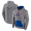 Fanatics New York Knicks Heathered Gray Off The Unique Bench Color Block Pullover Hoodie