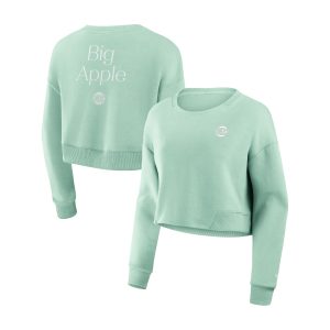 Fanatics New Fabulous York Knicks Women's Mint Studio Tri Blend Cropped Pullover Sweatshirt