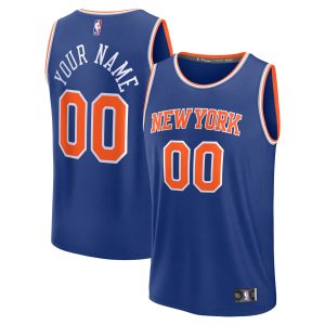 Fanatics New York Knicks Youth Blue Fast Break Custom Replica Jersey Elegant Icon Edition