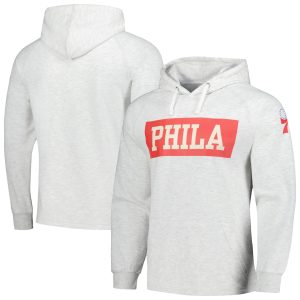 Fanatics Chic Philadelphia 76ers Ash Softhand Raglan Tri Blend Pullover Hoodie