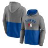Fanatics Eye - catching Philadelphia 76ers Heathered Charcoal/Royal Block Party Applique Color Block Pullover Hoodie