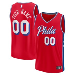 Fanatics Philadelphia Eye - catching 76ers Red Fast Break Custom Jersey Statement Edition