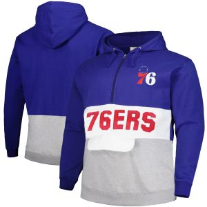 Fanatics Philadelphia 76ers Royal Big & Tall Gorgeous Anorak Half Zip Hoodie