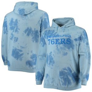 Fanatics Philadelphia 76ers Trendy Royal Big & Tall Wordmark Cloud Dye Pullover Hoodie