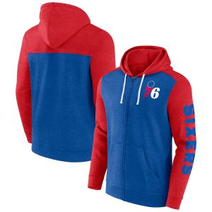Fanatics Philadelphia 76ers Royal/Red Big Eye - catching & Tall Down and Distance Full Zip Hoodie