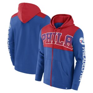 Fanatics Philadelphia 76ers Royal/Red Skyhook Colorblock Full Zip Eye - catching Hoodie