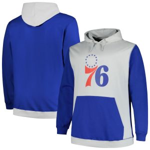 Fanatics Philadelphia 76ers Royal/Silver Big & Tall Primary Arctic Pullover Trendy Hoodie