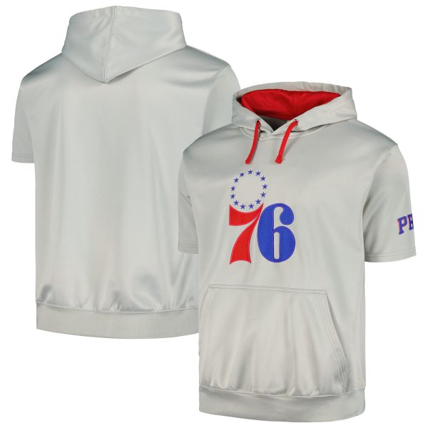Fanatics Philadelphia 76ers Silver/Red Short Sleeve Pullover Elegant Hoodie