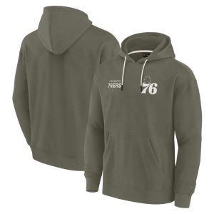 Fanatics Philadelphia 76ers Unisex Stylish Olive Elements Super Soft Fleece Pullover Hoodie