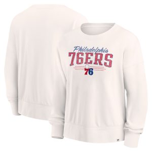 Fanatics Philadelphia 76ers Women's Cream Close the Game Pullover Sweatshirt Chic