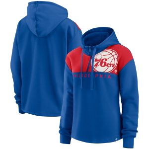 Fanatics Fabulous Philadelphia 76ers Women's Royal Overslide Fleece Quarter Zip Hoodie