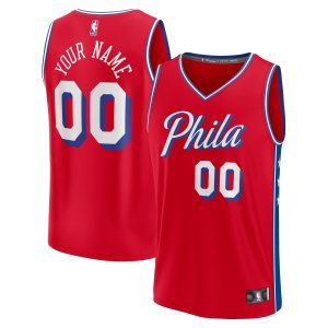 Fanatics Philadelphia 76ers Youth Red Fast Break Replica Custom Jersey Statement Eye - catching Edition