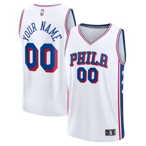 Fanatics Philadelphia 76ers Youth White Fast Break Custom Replica Jersey Association Fabulous Edition