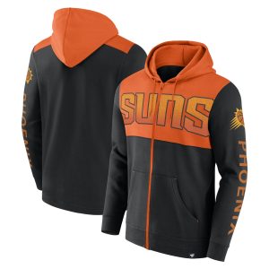 Fanatics Phoenix Suns Black/Orange Skyhook Colorblock Full Zip Hoodie Trendy