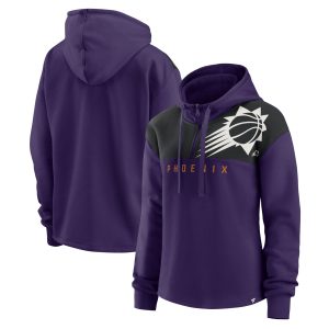 Fanatics Phoenix Suns Women's Purple/Black Overslide Quarter Zip Stylish Hoodie
