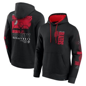 Fanatics Portland Trail Fabulous Blazers Black Game Time Crossover Pullover Hoodie