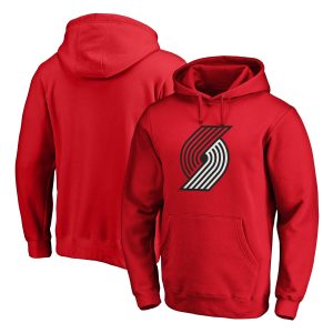 Fanatics Portland Trail Blazers Red Icon Primary Logo Fitted Eye - catching Pullover Hoodie