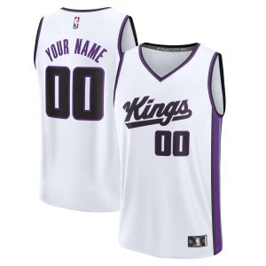 Fanatics Sacramento Eye - catching Kings Youth White Fast Break Custom Replica Jersey Association Edition
