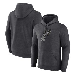 Fanatics San Antonio Spurs Heather Charcoal Primary Eye - catching Logo Pullover Hoodie