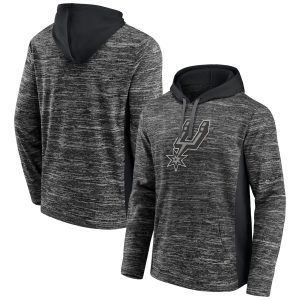 Fanatics San Antonio Spurs Heathered Gorgeous Charcoal/Black Instant Replay Colorblocked Pullover Hoodie