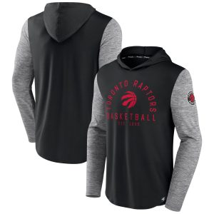 Fanatics Toronto Raptors Black/Heathered Charcoal Deep Rotation Performance Pullover Hoodie Eye - catching