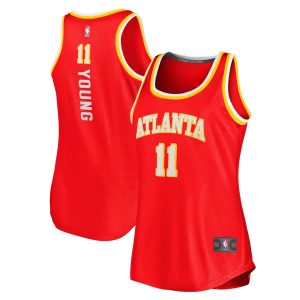 Fanatics Trae Young Elegant Atlanta Hawks Women's Red Fast Break Tank Jersey Icon Edition