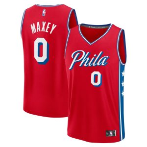 Fanatics Tyrese Maxey Philadelphia 76ers Red Gorgeous Fast Break Replica Player Jersey Statement Edition