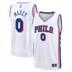 Fanatics Tyrese Maxey Philadelphia 76ers White Elegant Fast Break Replica Player Jersey Association Edition