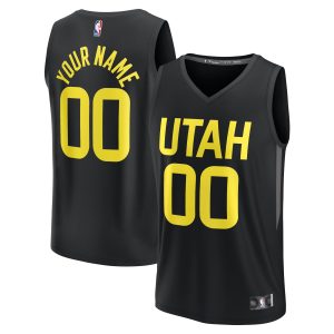 Fanatics Utah Jazz Black Fast Break Custom Replica Jersey Statement Edition Stylish