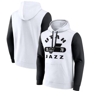 Fanatics Utah Jazz White/Black Attack Colorblock Premium Pullover Hoodie