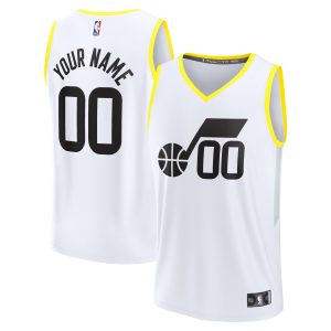 Fanatics Utah Jazz Youth White Fast Break Replica Custom Jersey Association Edition Premium