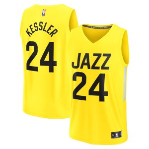 Fanatics Walker Kessler Utah Jazz Yellow Fast Break Replica Elegant Player Jersey Icon Edition