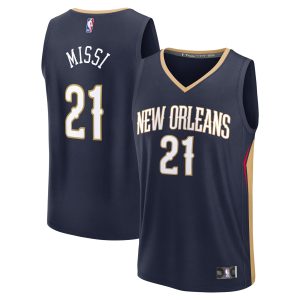Fanatics Yves Missi New Premium Orleans Pelicans Youth Navy 2024 NBA Draft Fast Break Player Jersey Icon Edition