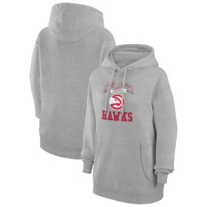 G III 4Her by Carl Banks Atlanta Hawks Women's Heather Gray Graphic Fleece Stylish Pullover Hoodie